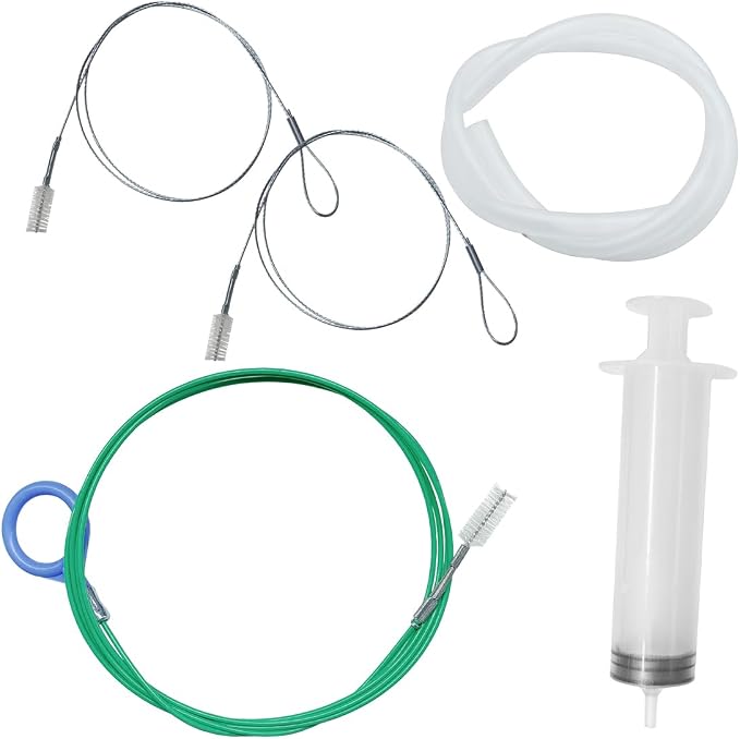 Auto Sunroof Drain Cleaning Tool, 118 Inch Long Flexible Pipe Cleaner with Syringe Hose and Soft Drain Brush, Car Tube Dredging Brush for Drains Holes, Sewers, Windshields (White)