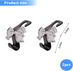 2PCS Car Seat Headrest Hooks, Cute Bow Vehicle Backseat Storage Hanger for Handbag Umbrella Coat, Automotive Seat Back Hook Holder Organizer Decor, Universal for Vehicles (Gray)