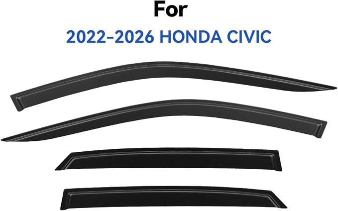 Window Visors Rain Guards for 2022 2023 2024 2025 2026 Honda Civic, Out-Channel Window Vent Wind Deflectors Visors Shades for 22 23 24 25 26 Civic, for Sedan ONLY