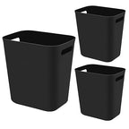 Plastic Small Bathroom Trash Can Wastebasket, 3.5 Gallon, Black, 3 Pack | Compact Sturdy Garbage Can for Bathroom, Laundry Room, Kitchen, Office, Kids Room, Dorm, Durable, Easy to Clean