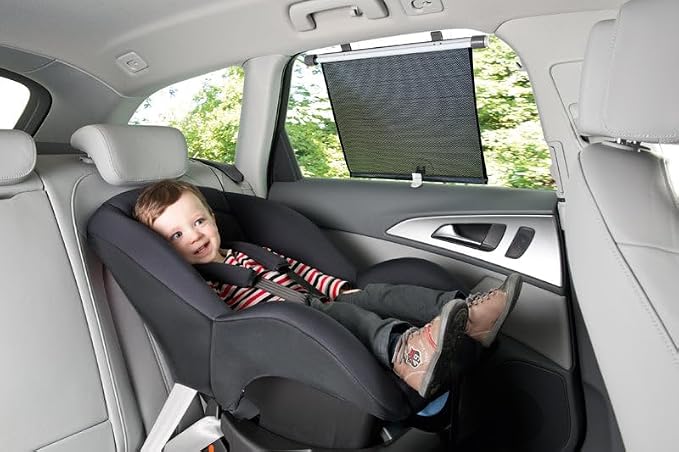 Roller Blind Sunshade 2 Pack Car Window Roller Shade Retractable Sun Shade Blocking Sun Shade for Baby 2 Pack Black