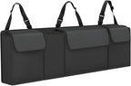 Car Trunk Organizer, Waterproof Backseat Hanging Large Storage with Adjustable Straps, Collapsible Cargo Bag with 4 Pockets, Car Interior Accessories for Truck, SUV, MPV (Black)