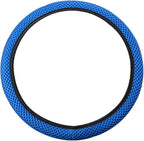 Elastic Stretch Steering Wheel Cover, Universal 15 Inch Automotive Steering Wheel Cover, Microfiber Breathable Ice Silk, Anti-Slip, Odorless, Easy Carry,Warm in Winter and Cool in Summer (Blue)