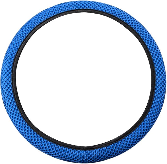 Elastic Stretch Steering Wheel Cover, Universal 15 Inch Automotive Steering Wheel Cover, Microfiber Breathable Ice Silk, Anti-Slip, Odorless, Easy Carry,Warm in Winter and Cool in Summer (Blue)