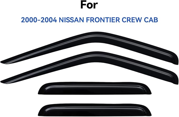 Window Visors Rain Guards for 2000 2001 2002 2003 2004 Nissan Frontier Crew Cab, Out-Channel Window Vent Wind Deflectors Visors Shades for 00 01 02 03 04 Frontier