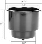 (Set of 4) Amarine-Made Black Recessed Drop in Plastic Cup Drink Can Holder with Drain for Boat Car Marine Rv - Black