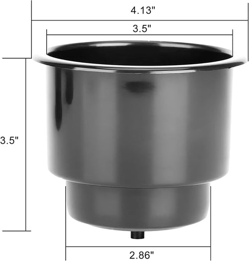 (Set of 4) Amarine-Made Black Recessed Drop in Plastic Cup Drink Can Holder with Drain for Boat Car Marine Rv - Black