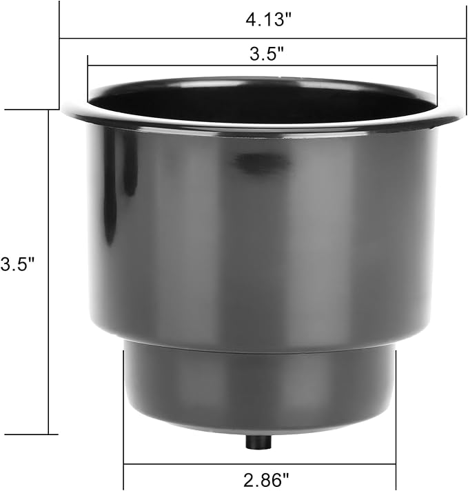 (Set of 3) Amarine-Made Black Recessed Plastic Cup Drink Can Holder with Drain for Boat Car Marine Rv - Black