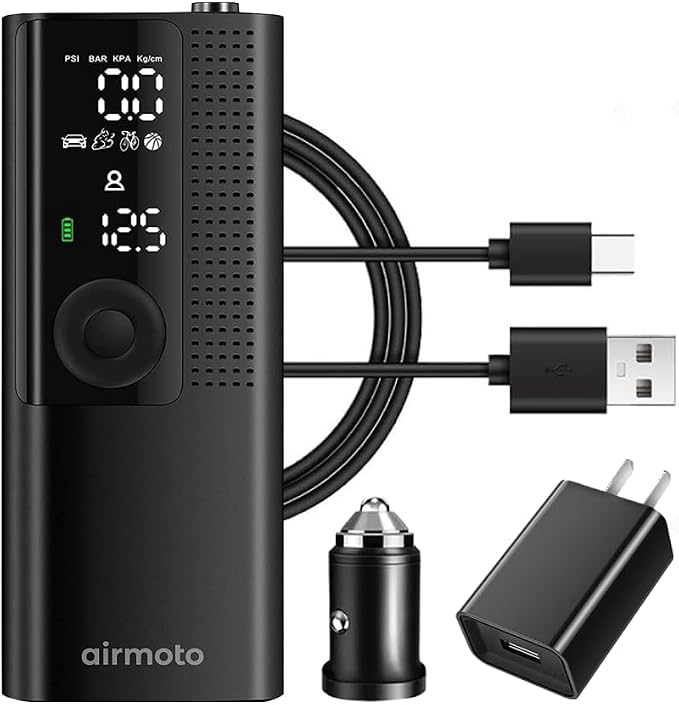 and Power Kit Bundle Deal - 1 bundle - Tire Inflator Portable Air Compressor with Power Kit for Charging on The Road - Cordless Air Pump for Car Tires, Motorcycle, Bicycle, Balls