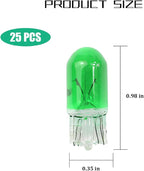 25PCS T10 12V 5W Car Turn Signal Light Bulbs, Clear Flat Foot Vehicle Side Marker Lamp Bulbs, Auto Interior Amber Headlight Bulbs Accessories, Universal for SUV, Sedan, Truck (Green)