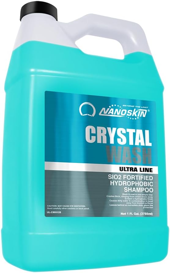 Ultra Line CRYSTAL WASH SiO2 High Foaming Shampoo 1 Gallon – Concentrated Ceramic Car Wash Soap Works with Foam Cannons, Foam Guns or Bucket Washes | For Cars, Trucks, Boats, Motorcycles, RVs