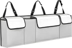 Car Trunk Organizer, Backseat Hanging Large Storage with Adjustable Straps,Waterproof PVC Collapsible Cargo Bag, Car Interior Accessories for Auto SUV MPV (White)