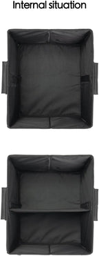 Small Trunk Organizer With Lid, For SUV Car Truck, Black 28L, Foldable Waterproof Oxford Fabric, 2-Compartments With Aluminium Alloy Handle