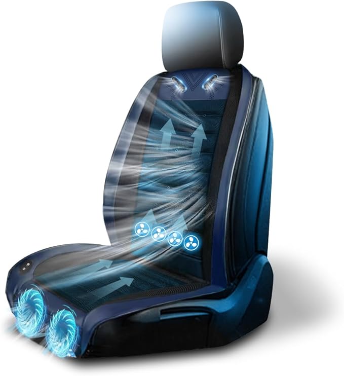 Cooling Car Seat Cover Front Seat,Ventilated Car Seat Cooling Pad with 30-Air-Outlets,Cooling Car Seat Cushion with 3-Speed Modes,Seat Coolers Universal Fit for 12V Car SUV (Blue)