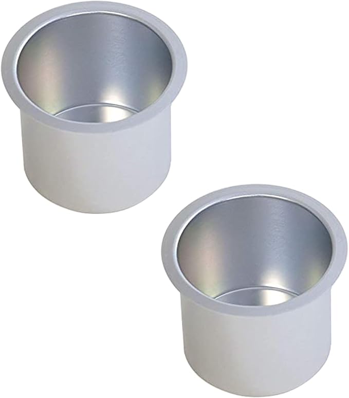 GSE Games & Sports Expert Jumbo Aluminum Cup Holder, Drop-in Cup Holder for Casino Poker Tables, Work Desks, Boats, RVs, Cars & Trucks (Silver, 2-Pack)