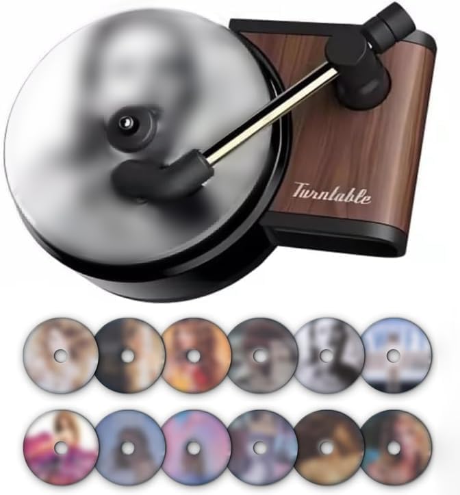 Car Air Freshener Record Player, Pop Singer Album Covers for Fans Gift, Car Vent Clip Air Diffuser with 12pcs Refill Pads Aromatherapy Tablets, Music Lovers Gifts
