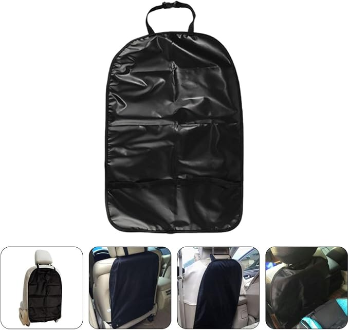 2pcs Kick Mats Backseat Protector Pad for Feet, Waterproof Oxford Fabric Anti-Scuff Vehicle Seat Back Covers, Black Travel Accessories