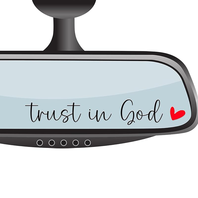 4 x Trust in God Rear View Mirror Decal,Car Stickers for Women, Jesus Car Decal,Rearview Mirror Sticker,Car Window Decal,Vanity Mirror Decal,Affirmation Sticker,Water Bottle,Tumblers Sticker