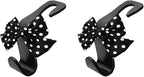 2PCS Car Seat Headrest Hooks, Cute Bow Vehicle Backseat Storage Hanger for Handbag Umbrella Coat, Automotive Seat Back Hook Holder Organizer Decor, Universal for Vehicles (Black Polka Dots)