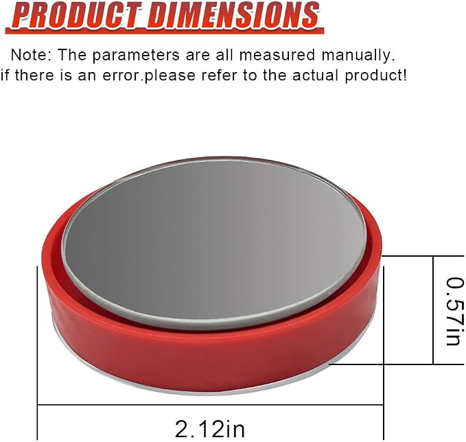 2PCS Car Blind Spot Mirror with Suction Cup, 360°Adjustable HD Glass Automotive Rear View Mirror, Universal Carbon Fiber Wide-Angle Side Mirrors for Cars, SUVs, Trucks(Red)