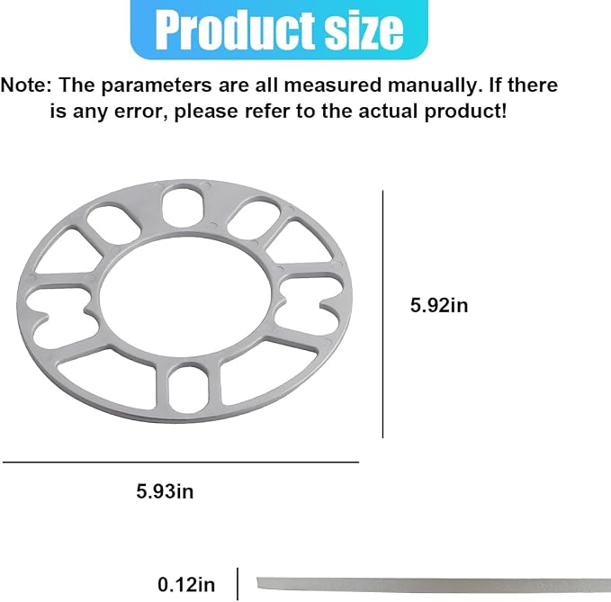 YoRise 2PCS 3 mm Car Wheel Spacers, PCD 100-120mm Aluminum Alloy Hub Centric Wheel Spacer for 4 & 5 Lug, Universal Car Tire Accessory for 4X100, 4X114.3, 5x108, 5x112, 5x120 Bolt Pattern(3MM)