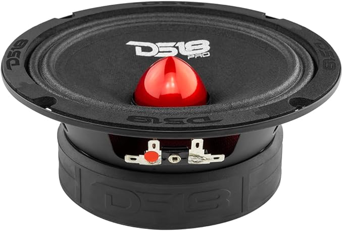 PRO-GM6.4B Loudspeaker - 6.5", Midrange, Red Aluminum Bullet, 480W Max, 140W RMS, 4 Ohms - Premium Quality Audio Door Speakers for Car or Truck Stereo Sound System (1 Speaker)