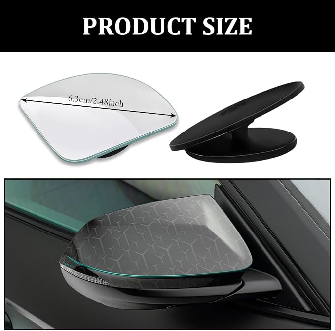 4PCS Blind Spot Convex Car Mirror, Side Mirror Blindspot, Rear View Mirrors with Wide Angle Adjustable Stick, Universal Car Blindspot Mirrors Exterior Accessories for Cars (Fan shaped, 4PCS)