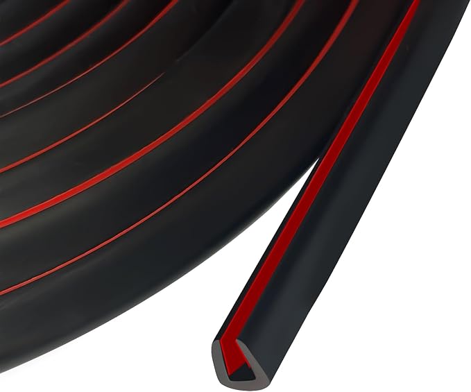 Rubber Edge Trim, 1/8" (3mm) Edge Trim, Flexible Self Adhesive U Channel Edge Protector for Glass, Mirror, Plywood, Steel Panel Sharp Edges, U Shaped Peel and Stick Trim, Black Color, 10Ft