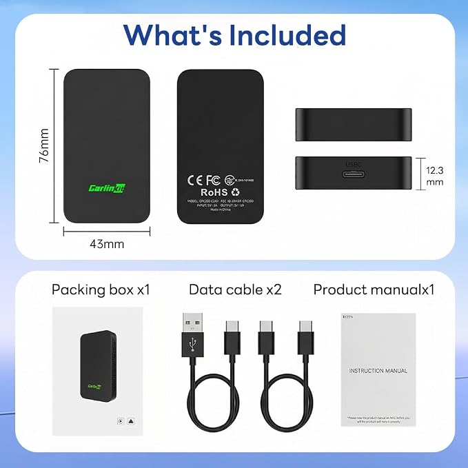 5.0 Wireless CarPlay/Android Auto Adapter USB for Factory Wired Cars (Model Year: 2015 to 2026), Convert Wired Apple CarPlay & Android Auto to Wireless Dongle, Fit in-Dash Navigation