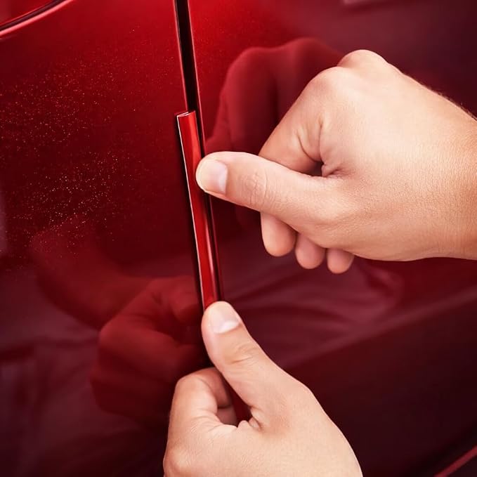 Car Door Edge Protector Guard Flexible Trim - 16 Ft Roll - 3/8" Wide - Prevent Scratches & Dings - Self Adhesive Molding Trim for Cars, Trucks & SUVs - Ruby Red (3T3)