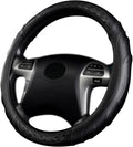 Faux Leather Heavy Duty Inner Ring car Steering Wheel Cover 14.5-15 inches (All Black)