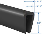Rubber Edge Trim, 3/16" U Channel Edge Trim, Edge Protector for Glasses or Flexi Glasses, 3/16 in Flexible U Shaped Gasket, Black Color, Length 20 Ft