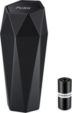 Car Trash Can with Lid, Diamond Design Small Automatic Portable Trash Can with 1 Trash Bag, Easy to Clean, Used in Car Home Office (Black)