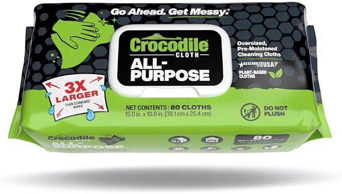 All-Purpose Cleaning Wipes – 8 Pack/640 Total Count, 15"x10" Extra Large Plant-Based Disposable Cloths – Moist, Absorbent, Safe on Skin, Multi-Surface Use
