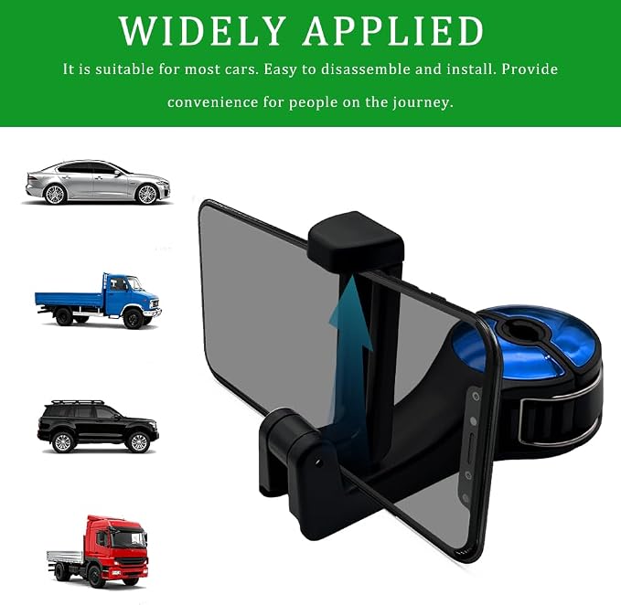 2PCS Car Headrest Hidden Hook, Purse Hook for Car, 2 in 1 Vehicle Back Seat Headrest Mobile Phone Holder, 360° Rotating Backseat Organizer for Handbag Clothes Grocery Fit Vehicles (Blue)