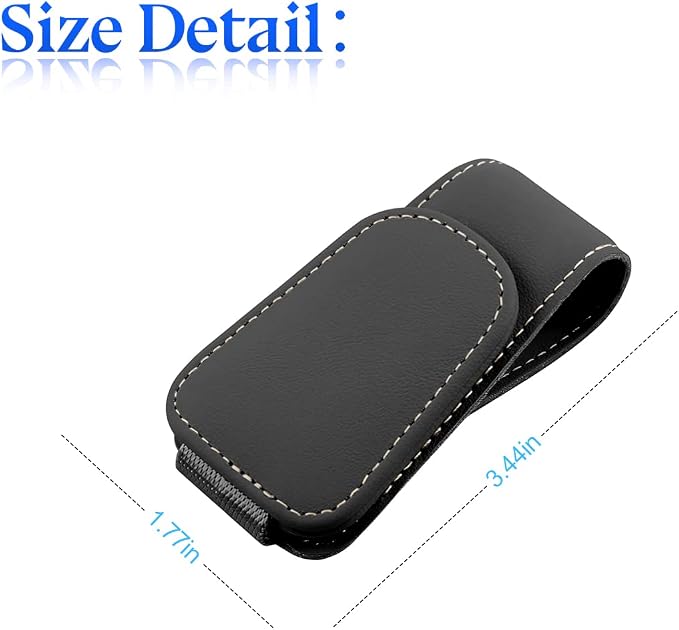 Sunglasses Holder for Car Sun Visor, 2 PCS Magnetic Leather Eyeglass Hanger, Sun Glasses Mount Clip on Visors, Ticket Card Cash Organizer, Auto Interior Accessories (Black)