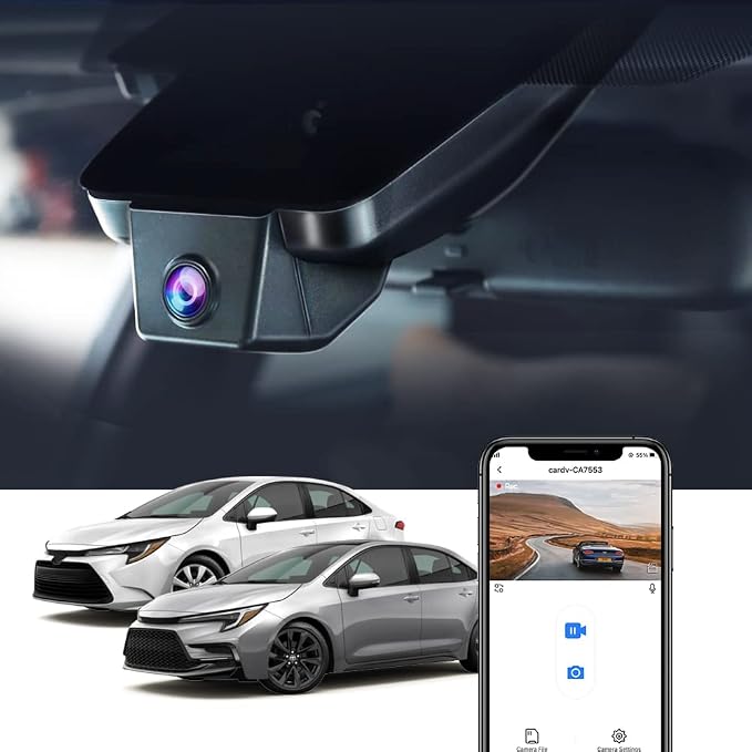 4K Dash Cam Suitable for Toyota Corolla 2023-2026 Sedan Hybrid Hatchback, OEM Factory Look, 2160P UHD Video, Built-in WiFi & APP, Loop Recording, G-Sensor, Easy to Install, 64GB Card