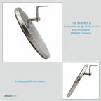 8 Inch Convex Mirror Round Blind Spot Stainless Steel For Truck bus Atv RV Utv "L" Adjustable Bracket 1 Pcs