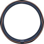 Universal Standard Size Steering Wheel Cover Anti-Slip,Safety,Soft,Breathable,Durable,Full Surround,Comfortable Grip Microfiber Leather (14.5-15 inch,Black Orange)