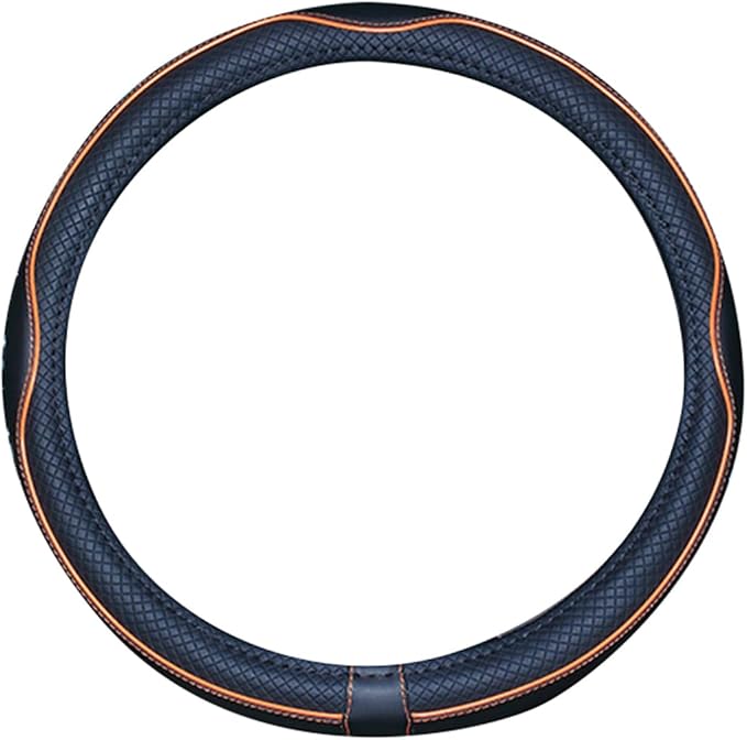 Universal Standard Size Steering Wheel Cover Anti-Slip,Safety,Soft,Breathable,Durable,Full Surround,Comfortable Grip Microfiber Leather (14.5-15 inch,Black Orange)