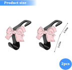2PCS Car Seat Headrest Hooks, Cute Bow Vehicle Backseat Storage Hanger for Handbag Umbrella Coat, Automotive Seat Back Hook Holder Organizer Decor, Universal for Vehicles (Pink/Gray)