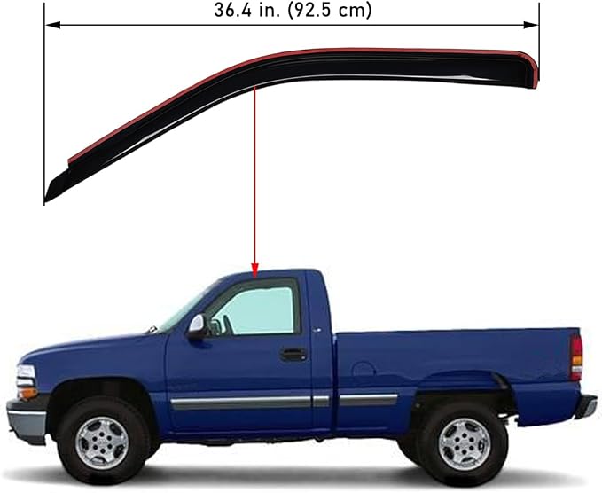 Extra Durable in-Channel Vent Window Visor, Fits 1999-2006 Chevrolet Silverado & GMC Sierra 1500/1500 HD/2500/2500 HD & 3500, 2007 Classic Models, Regular/Extended/Crew Cab, Smoke, 2-Pcs
