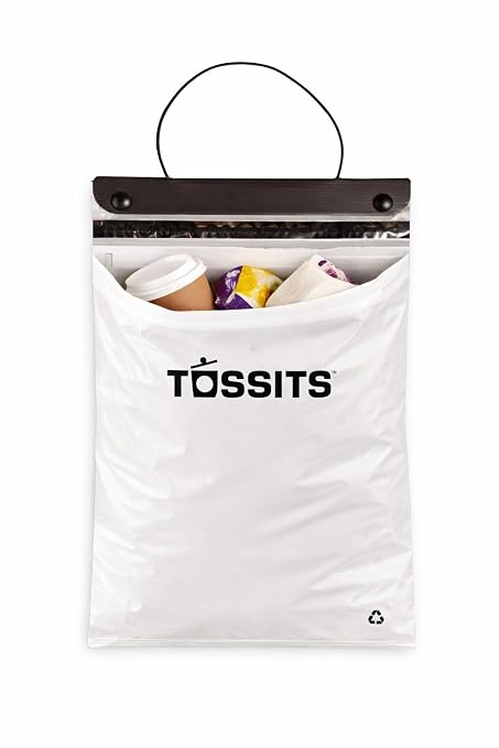 Recycled Disposable Car Trash Bags – Leakproof, Smell Proof Hanging Garbage Bags for Car, Truck, SUV, RV & Vehicle – White, 21 Count Disposable Automotive Trash Bags