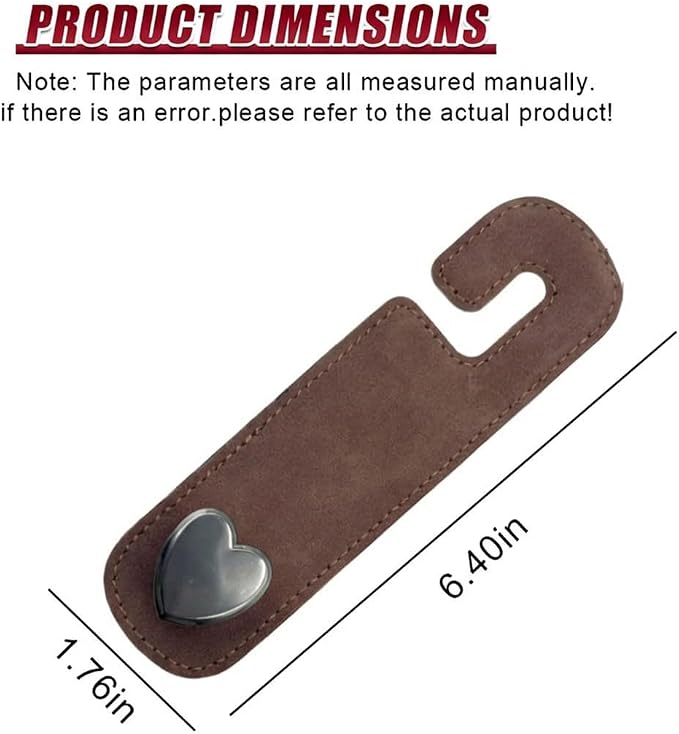 2PCS Cute Heart Car Seat Headrest Hook, Suede Leather Car Seat Back Storage Hanger for Purse and Bag, Universal Vehicle Interior Organizer Accessories for SUV, Truck(Brown)