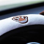 Car Steering Wheel Cover, Fluffy Soft Plush for Winter Warm, Cute Steering Wheel Protector with Kitty Cat Ears, Universal 15 Inch, Elastic & Anti-Slip, Lovely Decor Car Accessories (Coffee)
