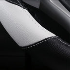 Leather Car Steering Wheel Cover, Non-Slip Car Wheel Cover Protector Breathable Microfiber Leather Universal Fit for Most Cars(White)