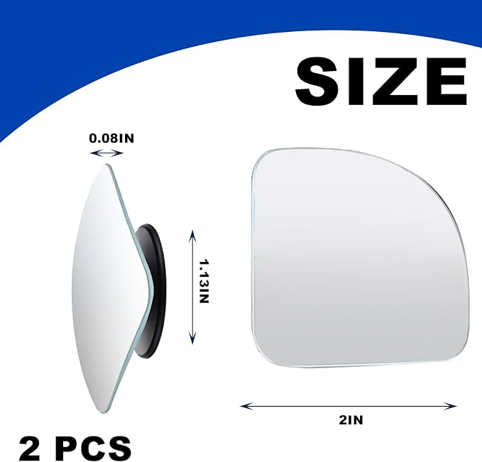 Blind Spot Mirrors - 2 Pack Fan HD Glass Frameless Convex Rear View Mirror with Wide Angle Adjustable Stick for Cars, Trucks, And Motorcycles Stuff Rearview Mirror Accessories Decor