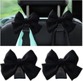 Mandark 2PCS Car Seat Headrest Hooks, Cute Bow Vehicle Hooks for Purses and Bags, Automotive Purse Hook Hanger Interior Decoration Accessories, Universal for SUV, Sedan, Truck (Black Line)