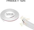 Car Door Rubber Seal Strip, 32.8Ft Self Adhesive Weather Stripping Automotive Edge Trim, Weatherstrip Soundproof Vehicle Tailgate Window Sealing Cover, Universal for SUV RV Truck (White)