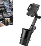 Car Cup Holder Mobile Phone Rack, Multi-Function 2 in 1 Cup Holder Expander, 360 Degrees Rotatable Automotive Phones Mount, Universal for Most Cars, Trucks, SUVs (Black)